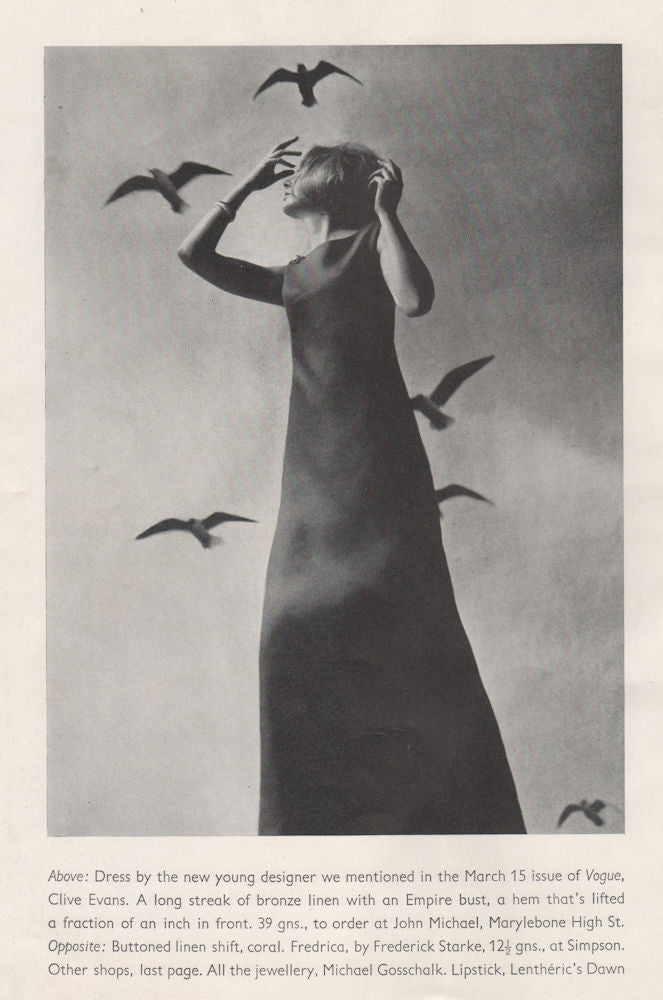 Clive Evans dress by John Michael, Marylebone High Street. Fashion 1963 print